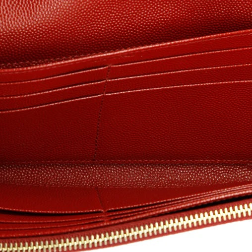 Saint Laurent Classic Monogram Flap Wallet Matelasse Chevron Leather Large