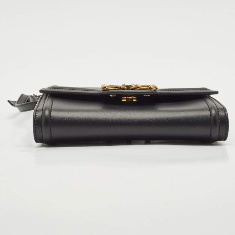 New Dolce & Gabbana Dolce & Gabbana Black Leather DG Amore Clutch Bag