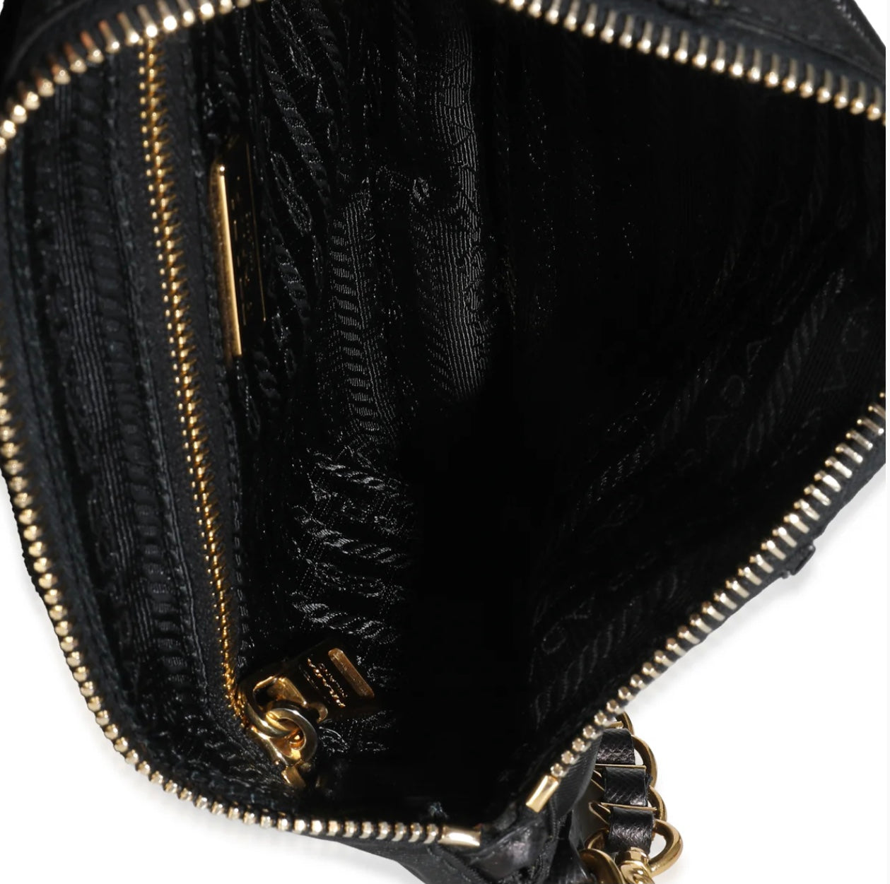 Prada Black Tessuto Nylon Saffiano Small Flap Crossbody