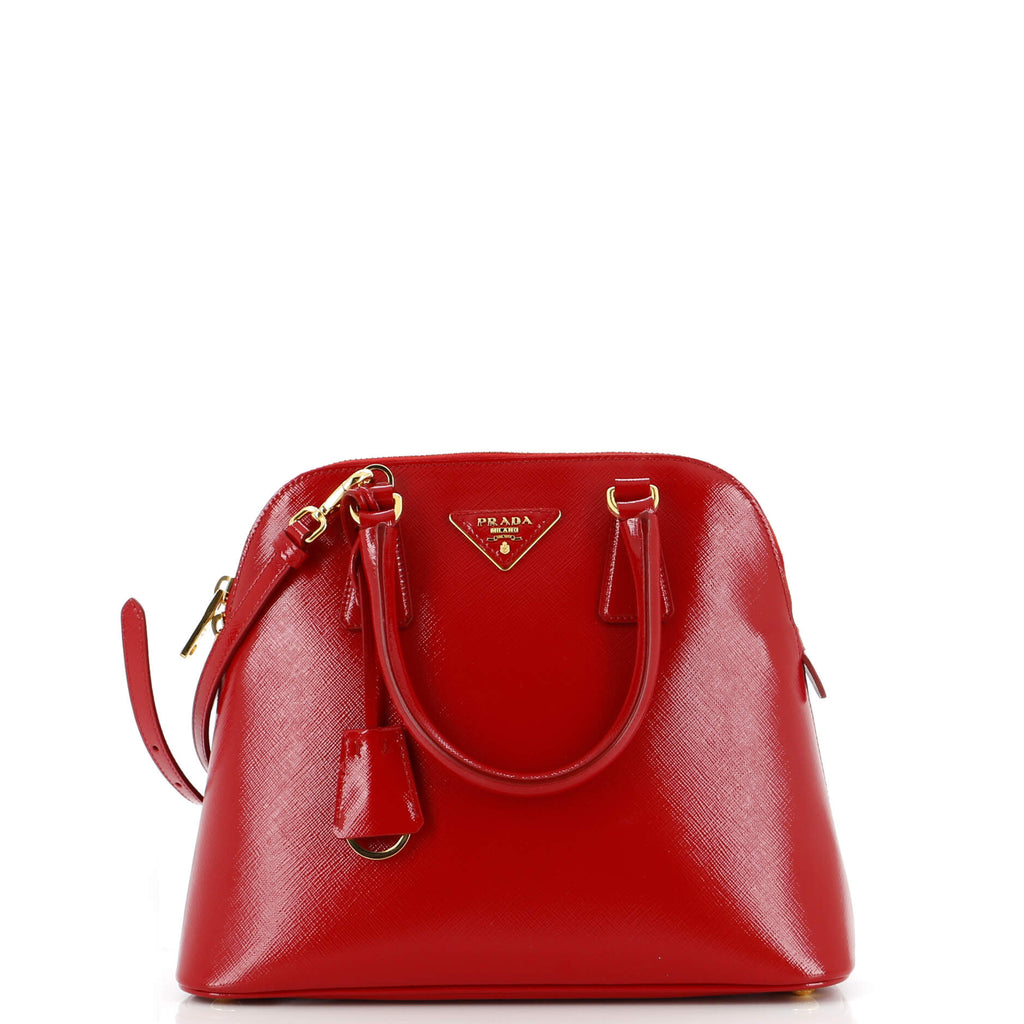 Prada Zip Around Convertible Dome Satchel Vernice Saffiano Leather