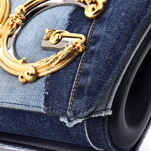 Dolce & Gabbana DG Girls Flap Bag Patchwork Denim Small