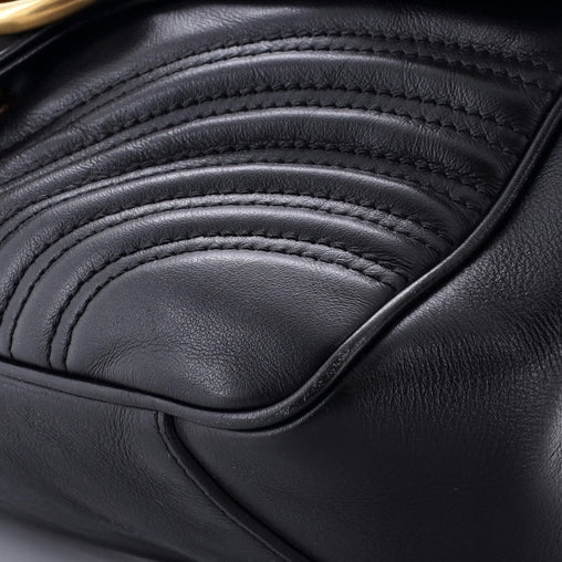 Gucci GG Marmont Top Handle Flap Bag Matelasse Leather Small