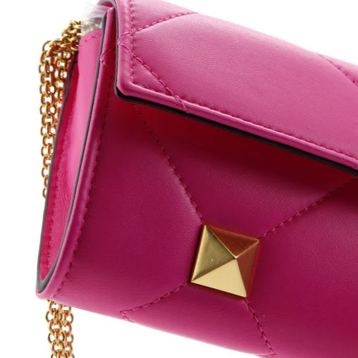 Valentino GaravaniRoman Stud Wallet on Chain Quilted Leather