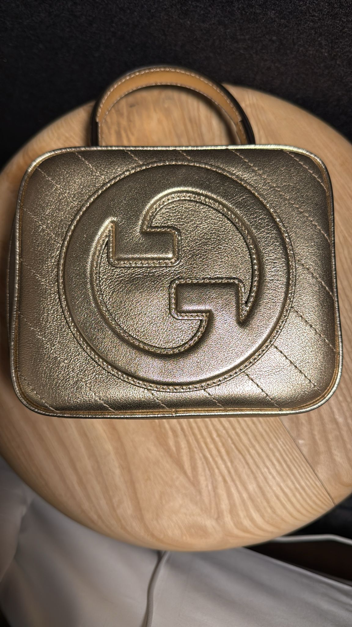 New Blondie leather Handbag Gucci Gold in Leather