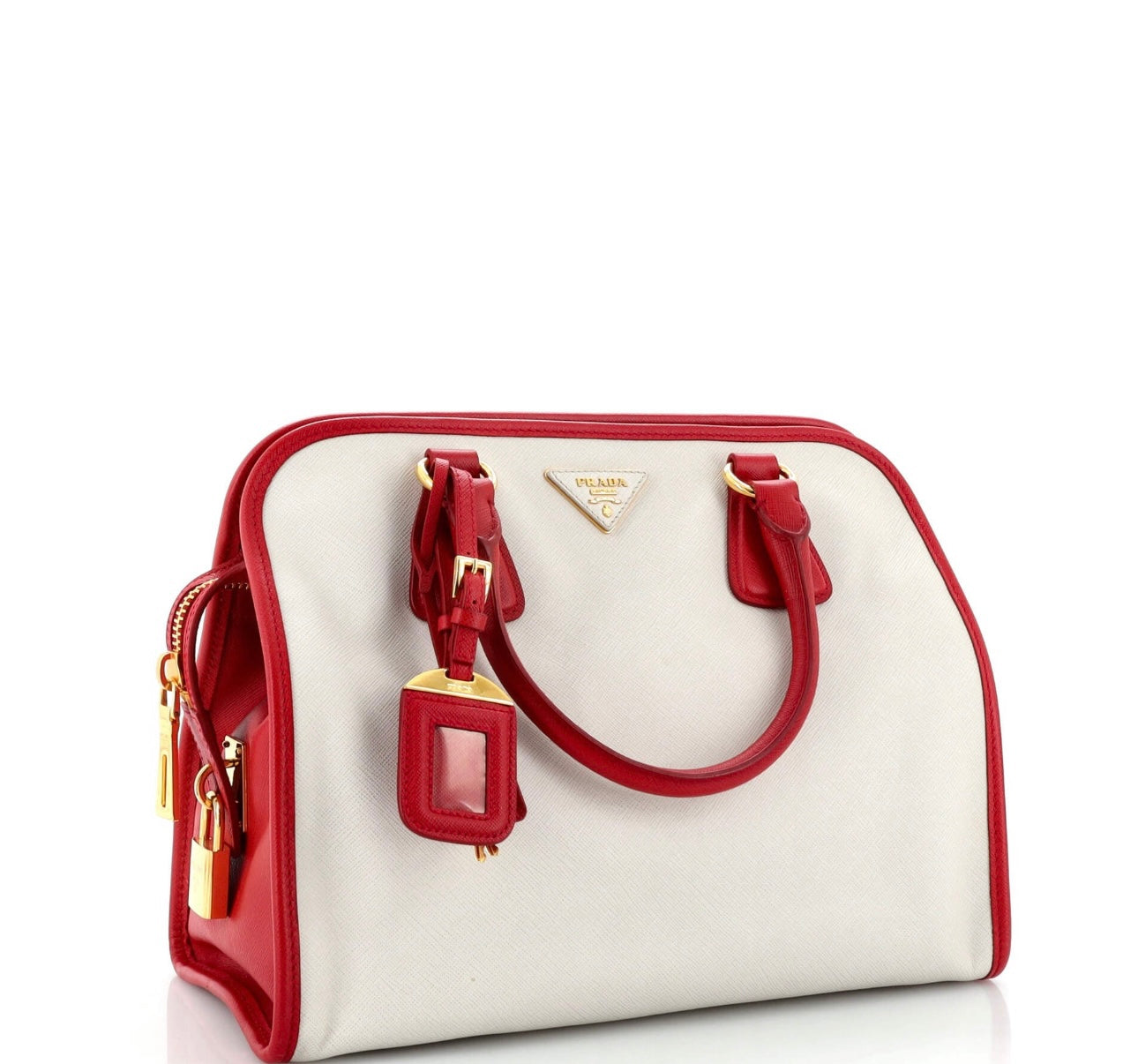 Prada Soft Triple Zip Satchel Saffiano Leather