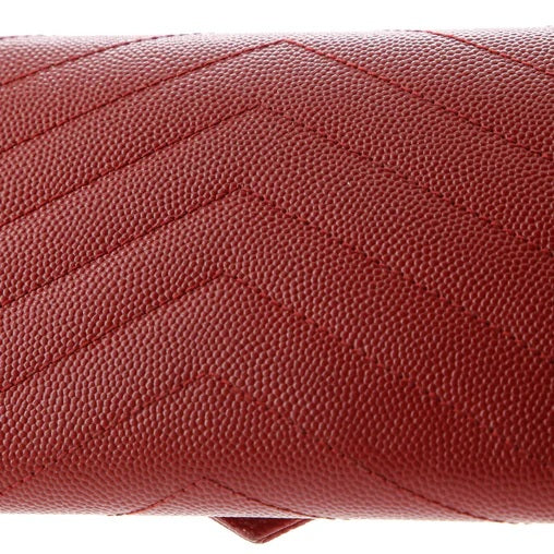 Saint Laurent Classic Monogram Flap Wallet Matelasse Chevron Leather Large