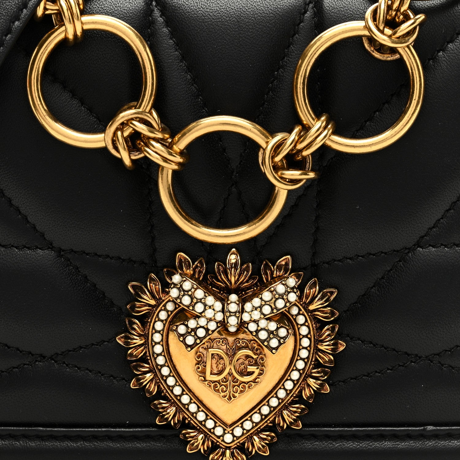 DOLCE GABBANA Lambskin Mini Devotion Crossbody Bag Black