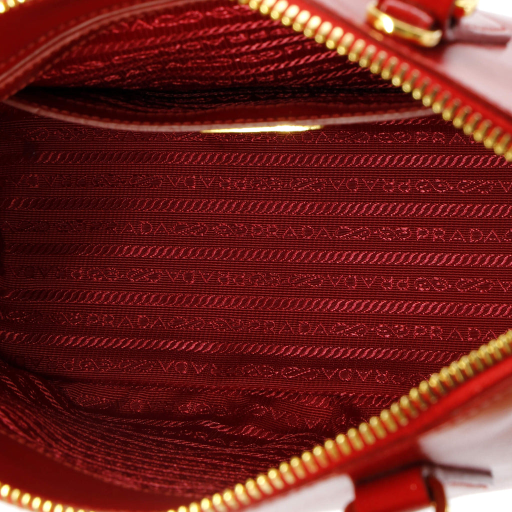 Prada Zip Around Convertible Dome Satchel Vernice Saffiano Leather