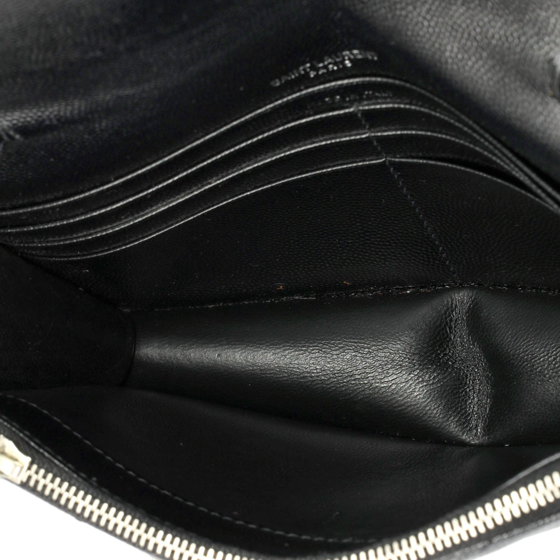 Saint Laurent Classic Monogram Wallet on Chain Matelasse Chevron Leather Small