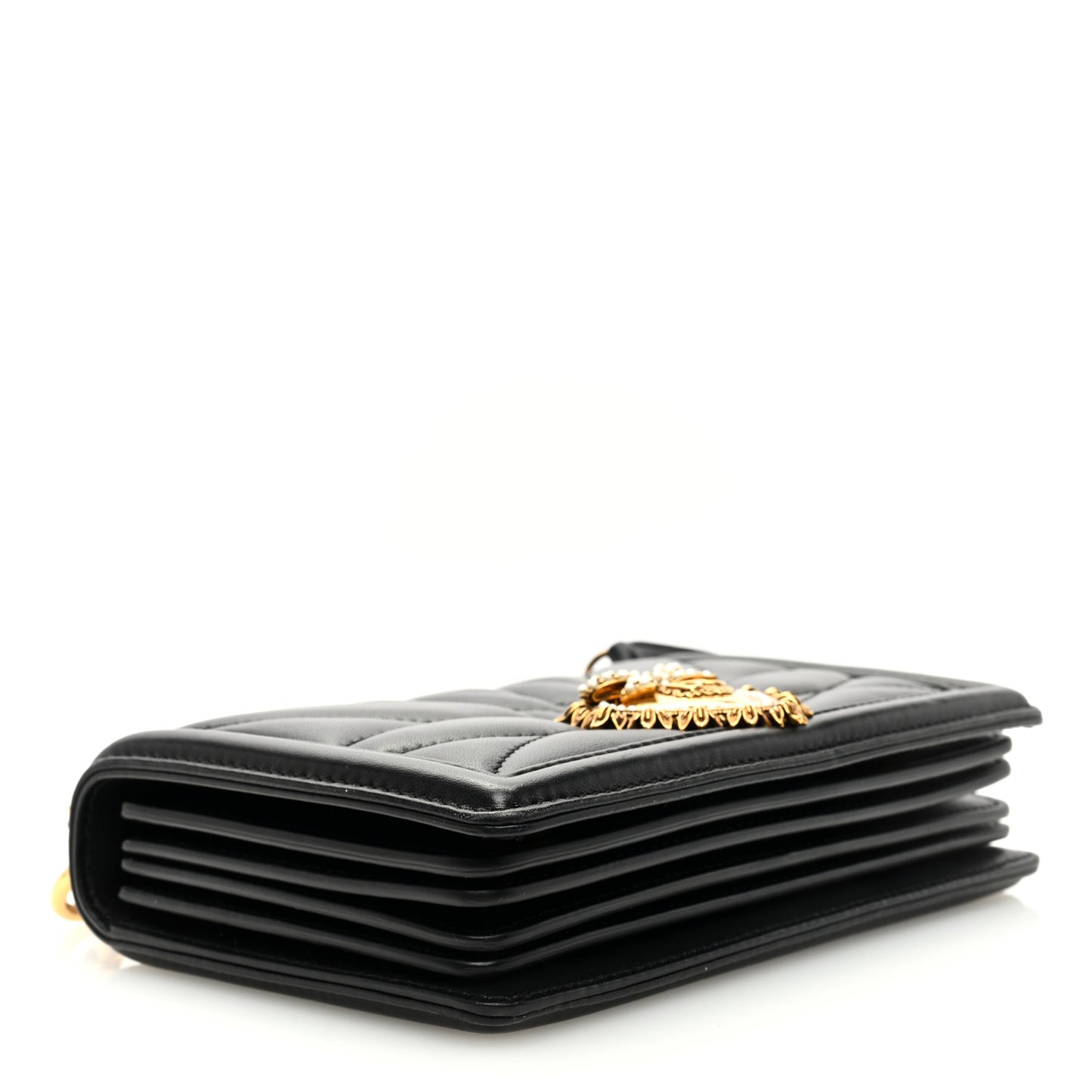 DOLCE GABBANA Lambskin Mini Devotion Crossbody Bag Black