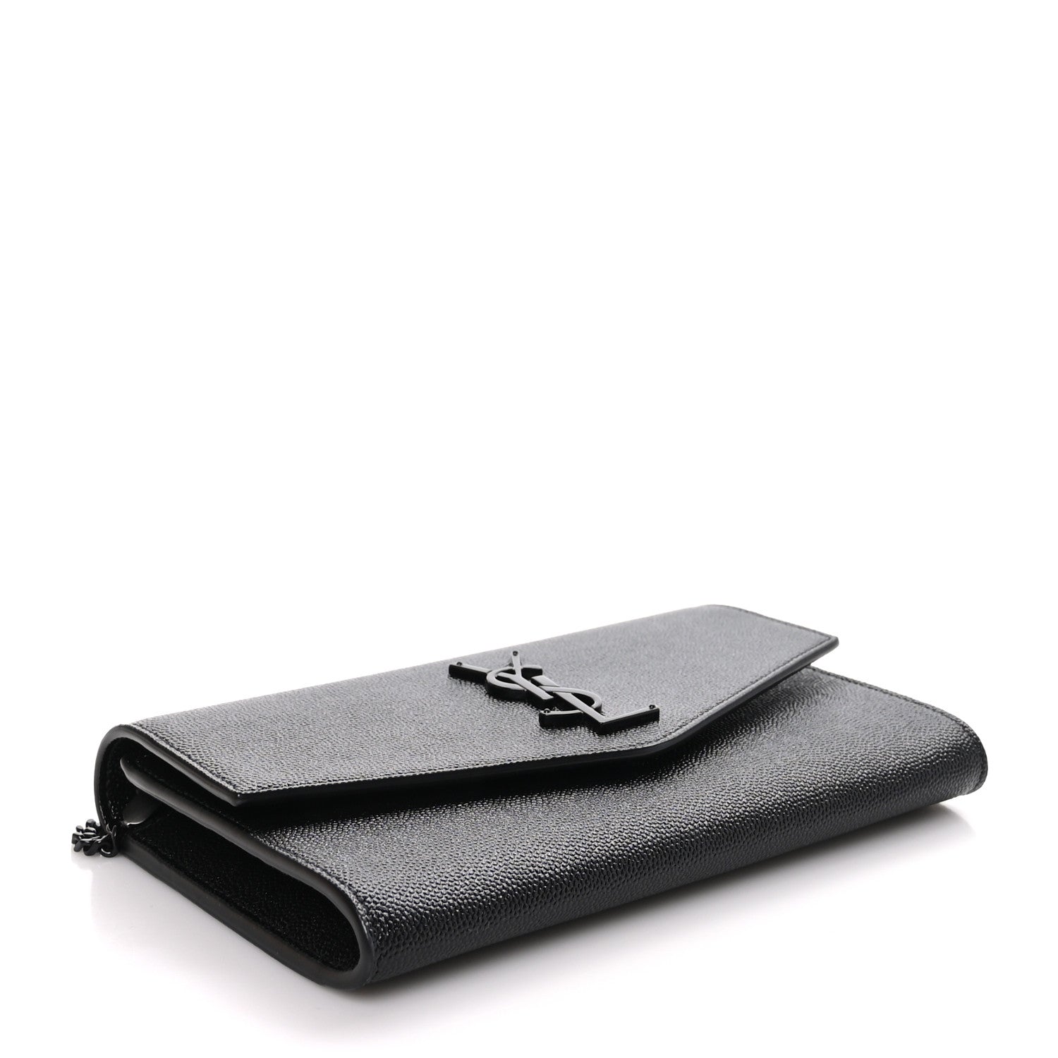 Saint Laurent  Grain de Poudre Uptown Chain Wallet Black