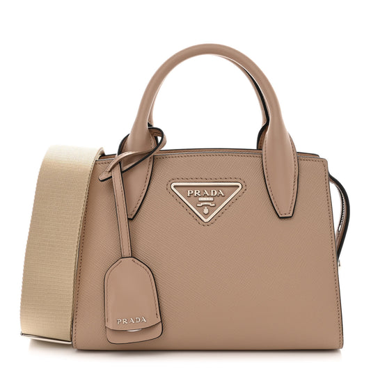 New Prada Saffiano Cuir Leather Handbag Beige