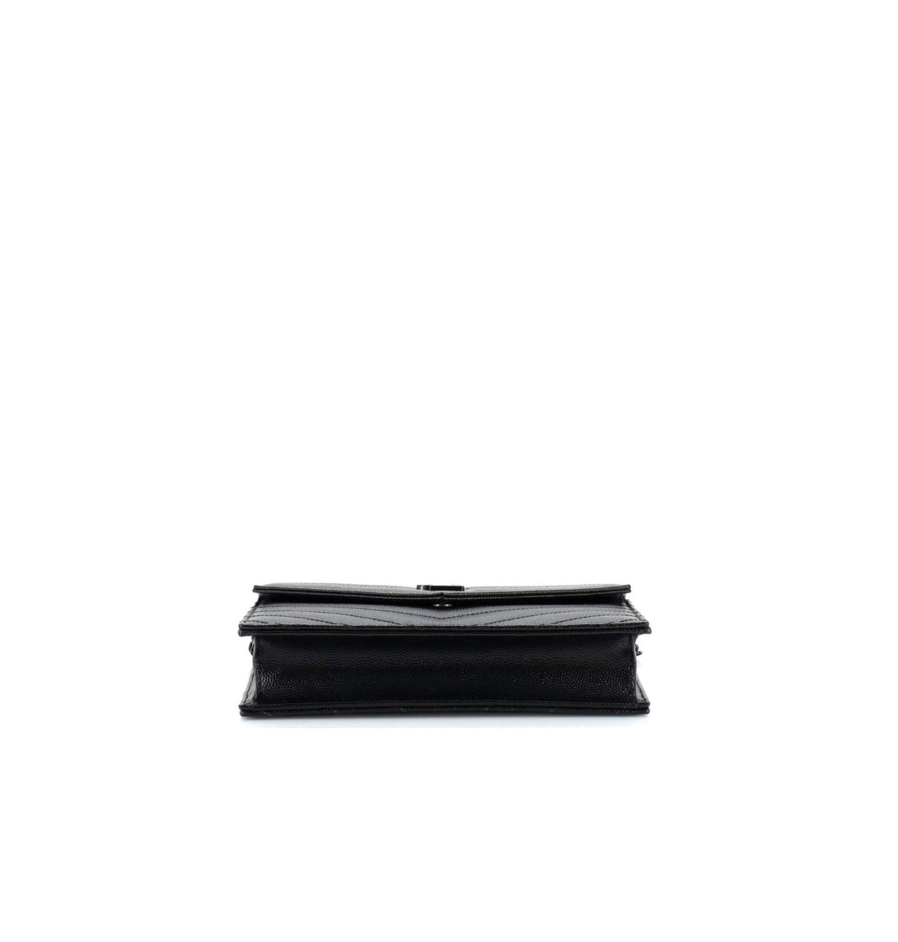 SAINT LAURENT Classic Monogram Wallet on Chain Matelasse Chevron Leather Small