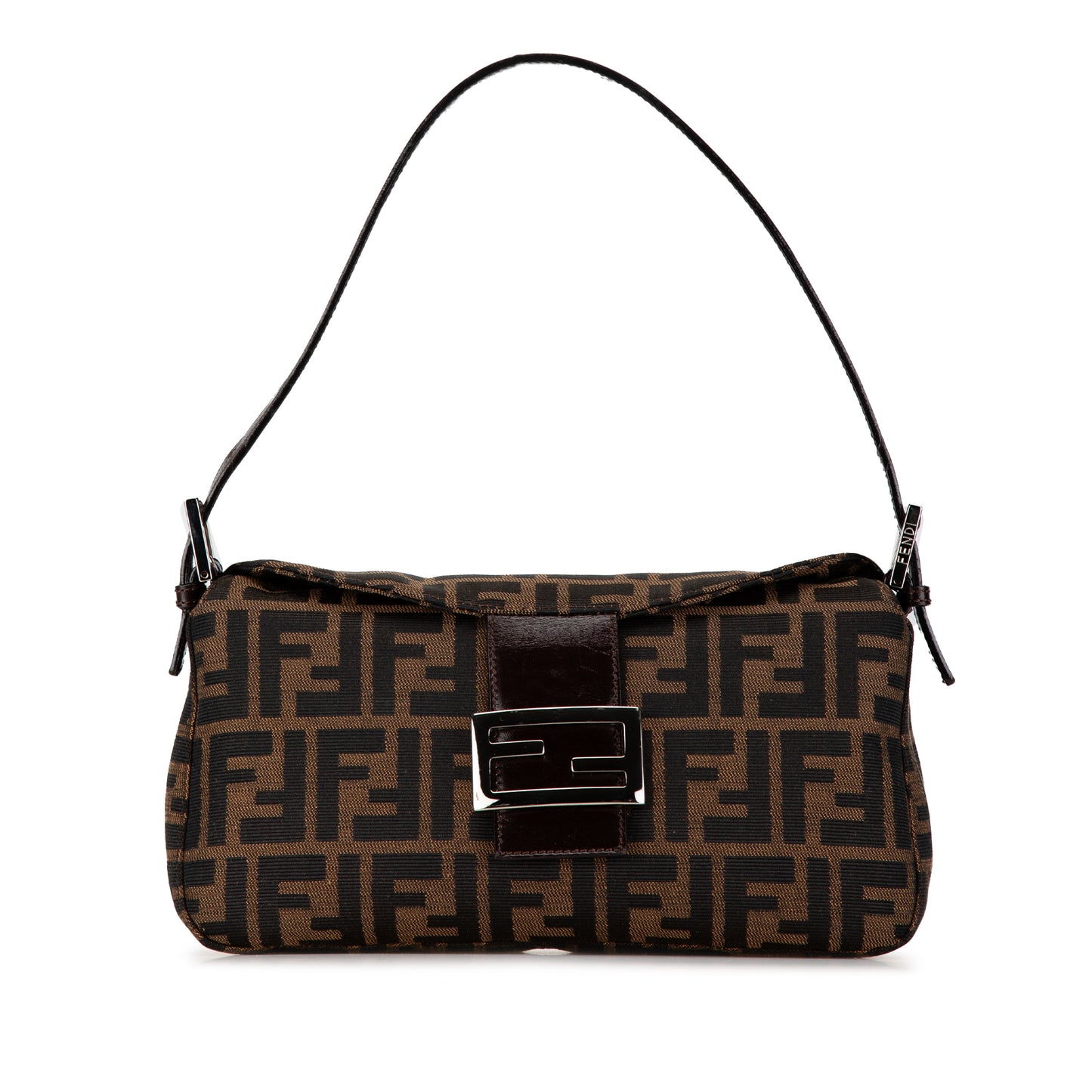 Fendi Zucca Canvas Double Flap Shoulder Bag