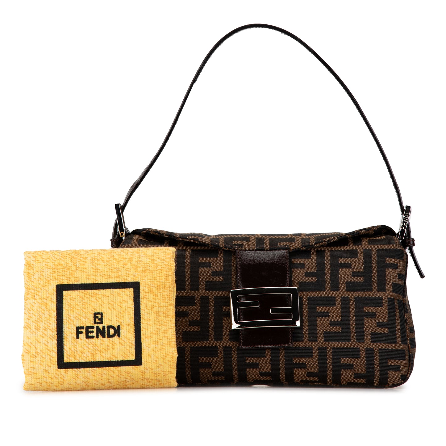 Fendi Zucca Canvas Double Flap Shoulder Bag