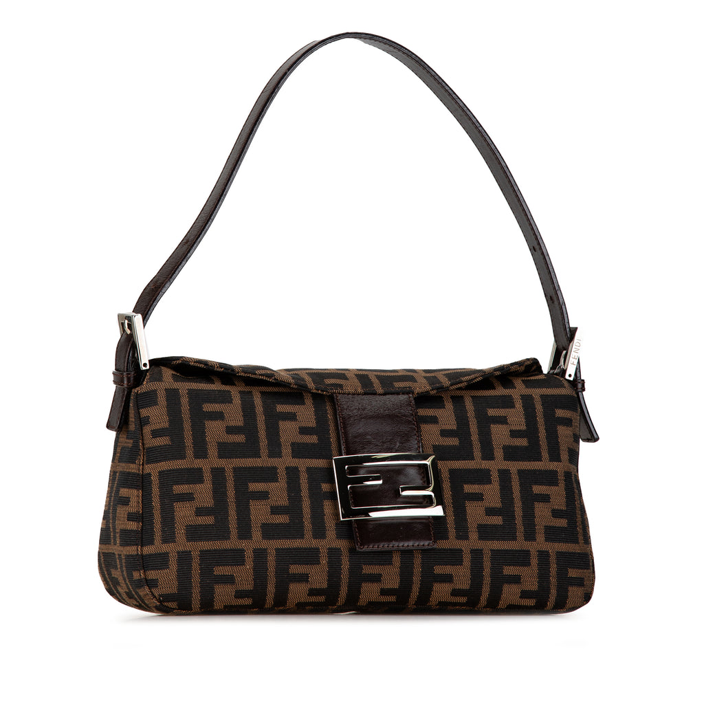 Fendi Zucca Canvas Double Flap Shoulder Bag