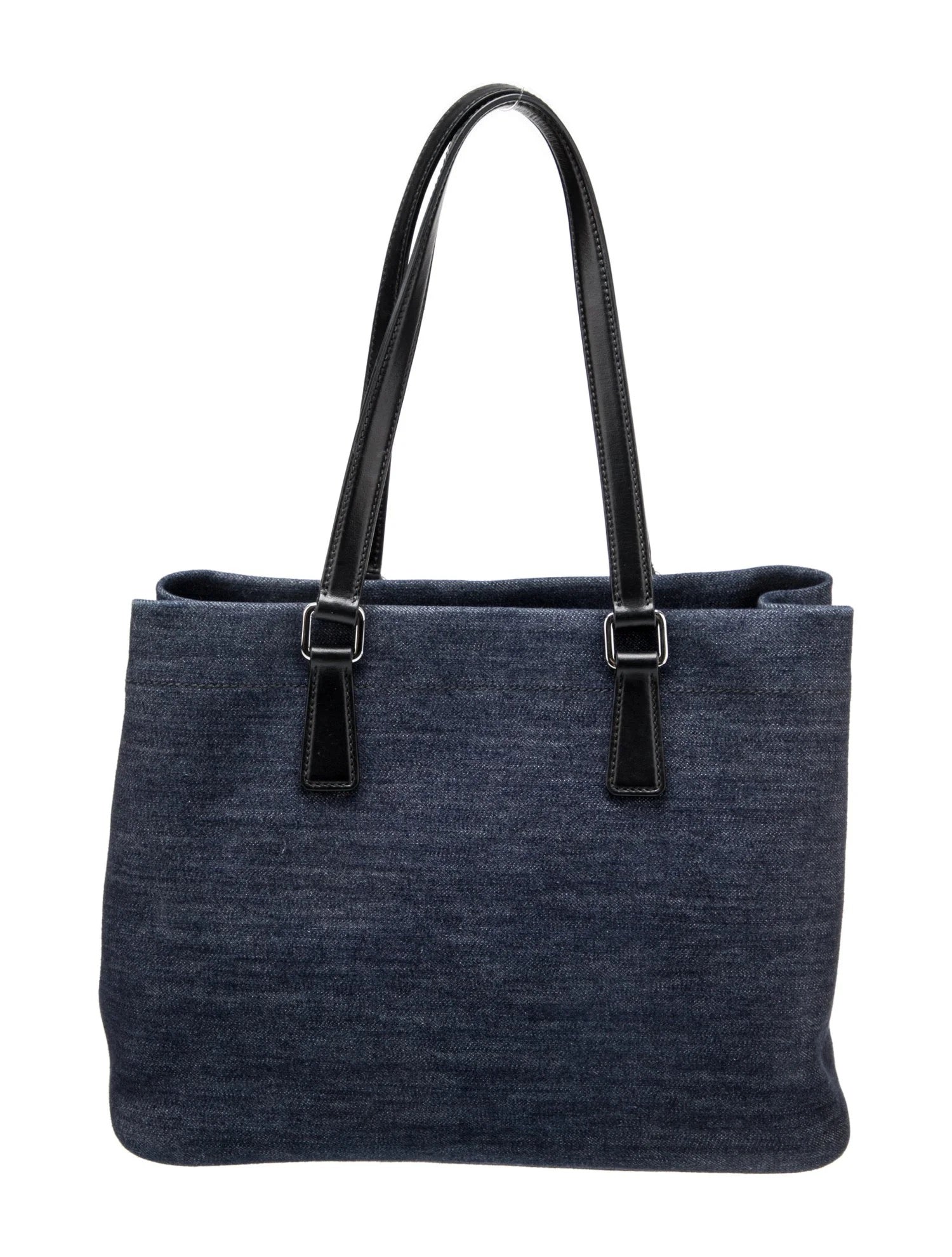 Prada Small Denim Canapa Logo Tote Prada ToteBlue LeatherGraphic