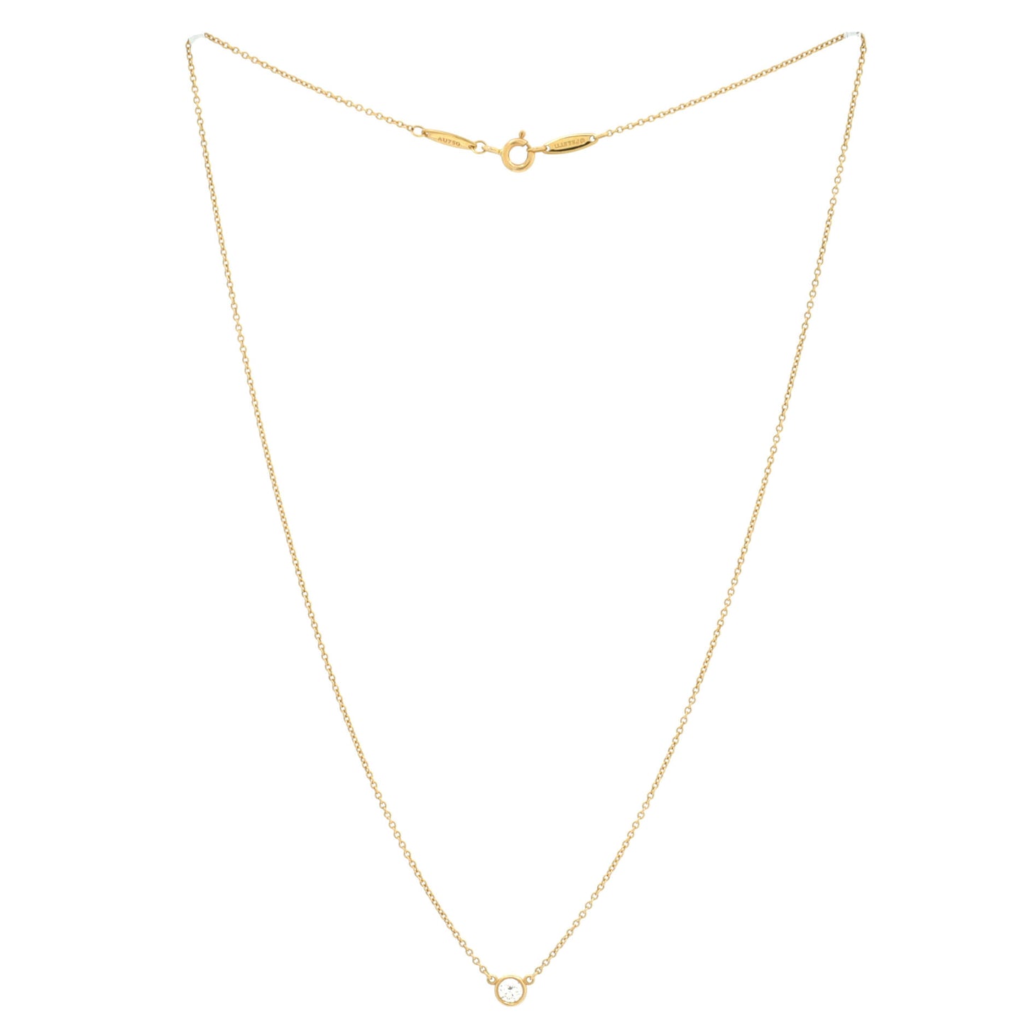 Tiffany & Co.Elsa Peretti Diamonds By The Yard Pendant Necklace 18K Yellow Gold and Diamond 0.10-0.19CT