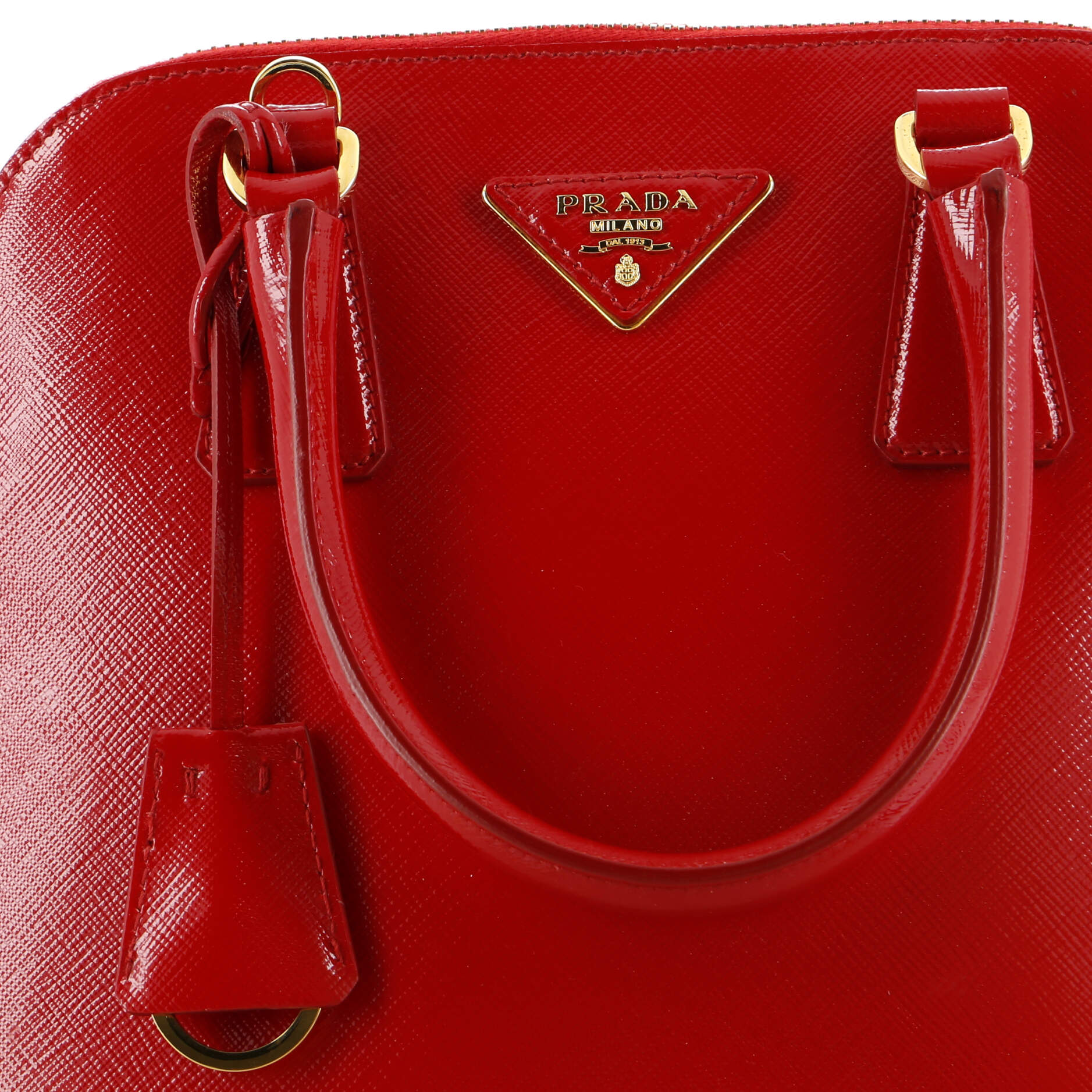 Prada Zip Around Convertible Dome Satchel Vernice Saffiano Leather