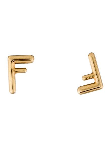 New Fendi FF Stud Earring Pierce Gold WS23614