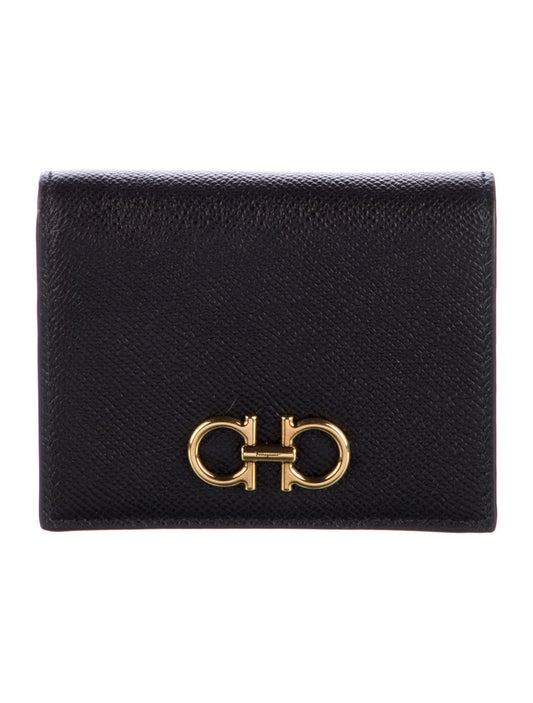 Salvatore Ferragamo Gancini Logo Leather Card Holder