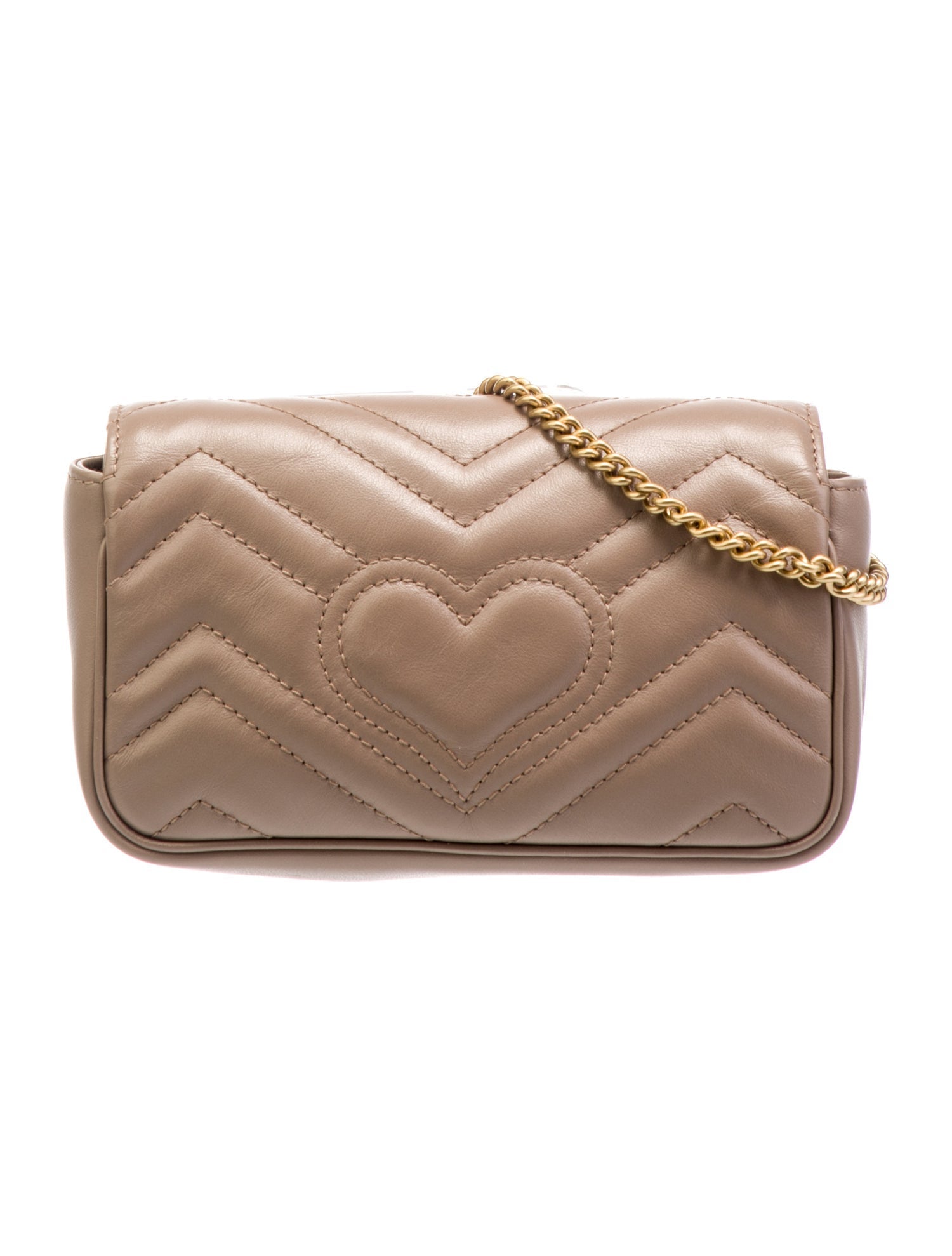 Gucci GG Marmont Leather Chain Shoulder Bag Pink Beige