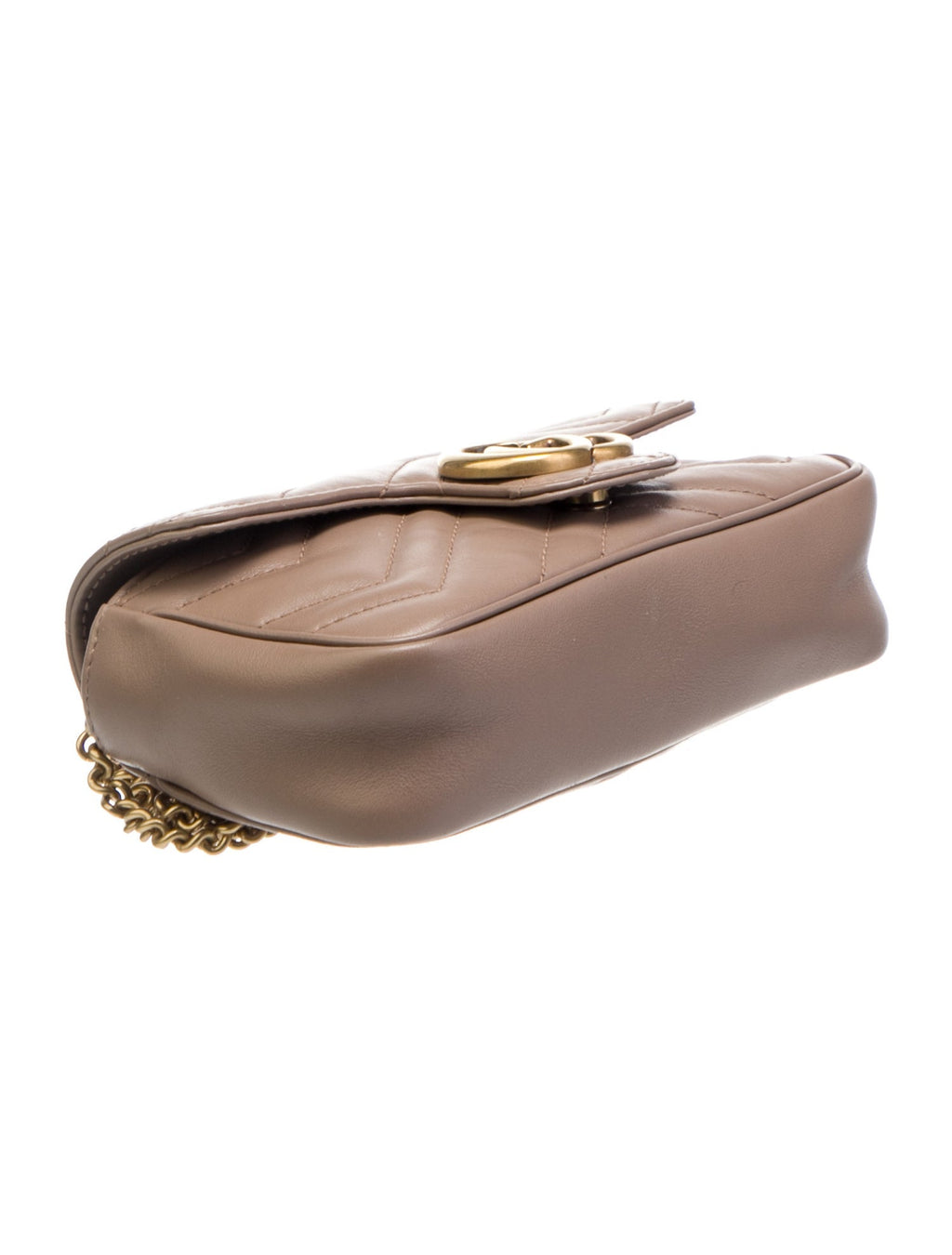 Gucci GG Marmont Leather Chain Shoulder Bag Pink Beige