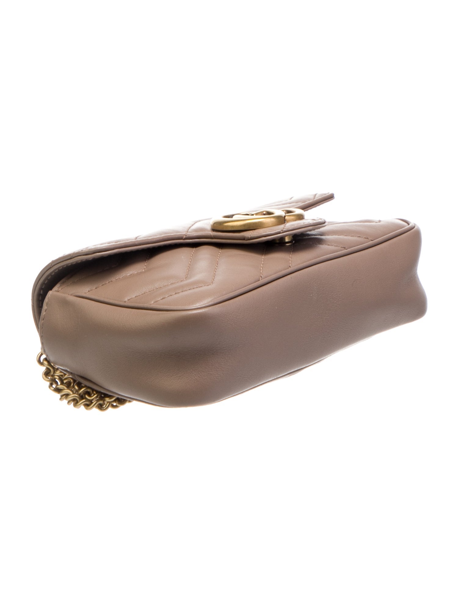 Gucci GG Marmont Leather Chain Shoulder Bag Pink Beige