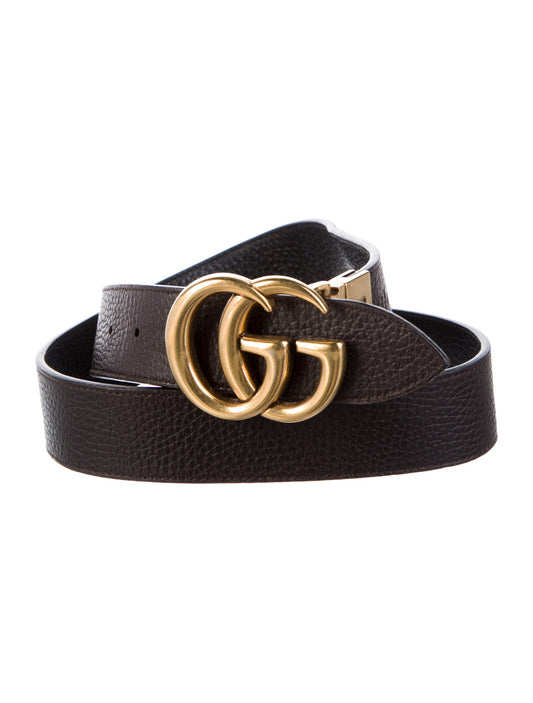 Gucci Double G Logo Leather Belt