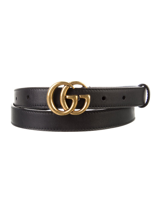 Gucci Double G Logo Skinny Belt