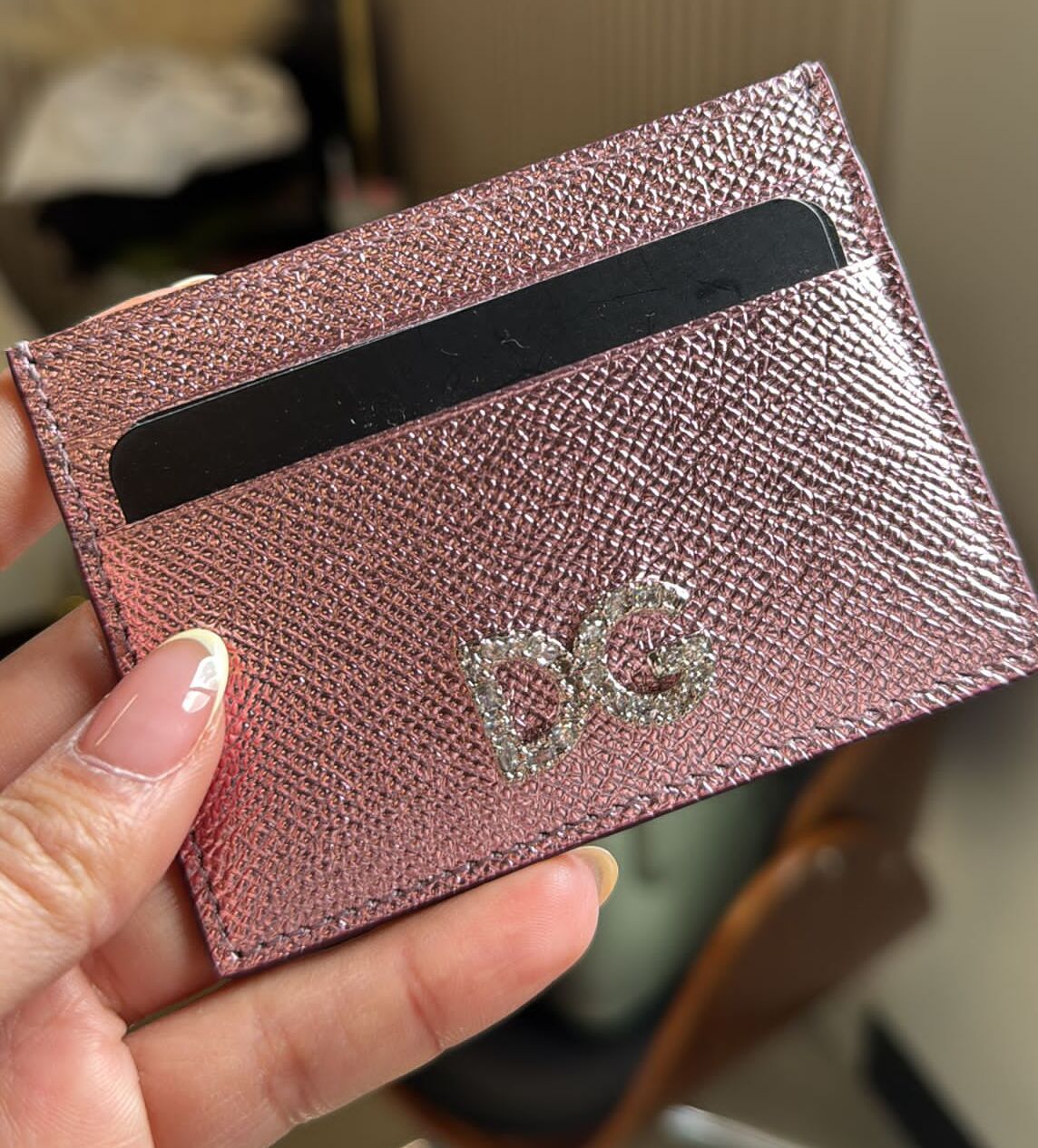 New Dolce & Gabbana Pink Gold Dauphine Calfskin Card Holder