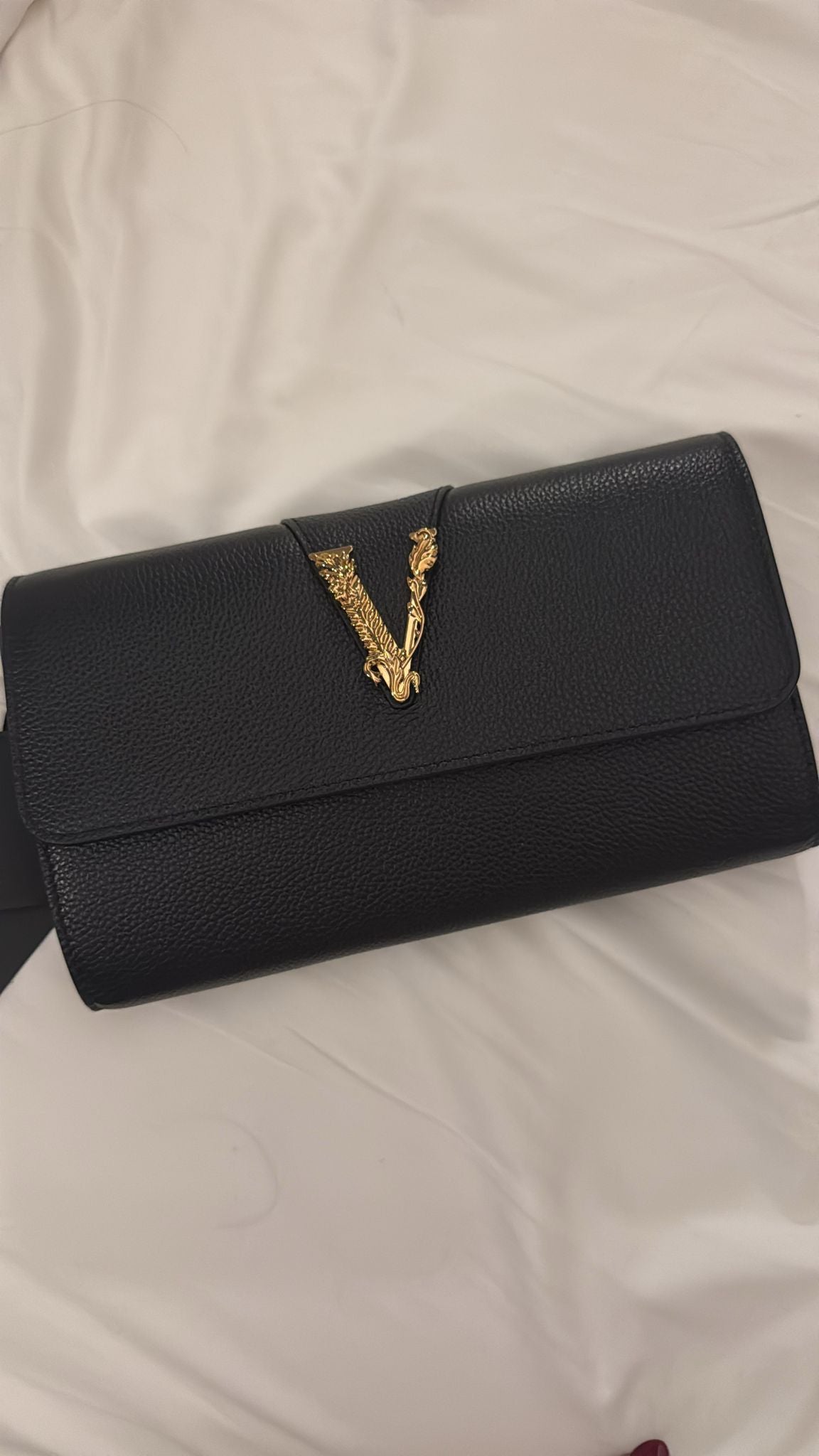 New Versace Virtus Clutch Bag in Black