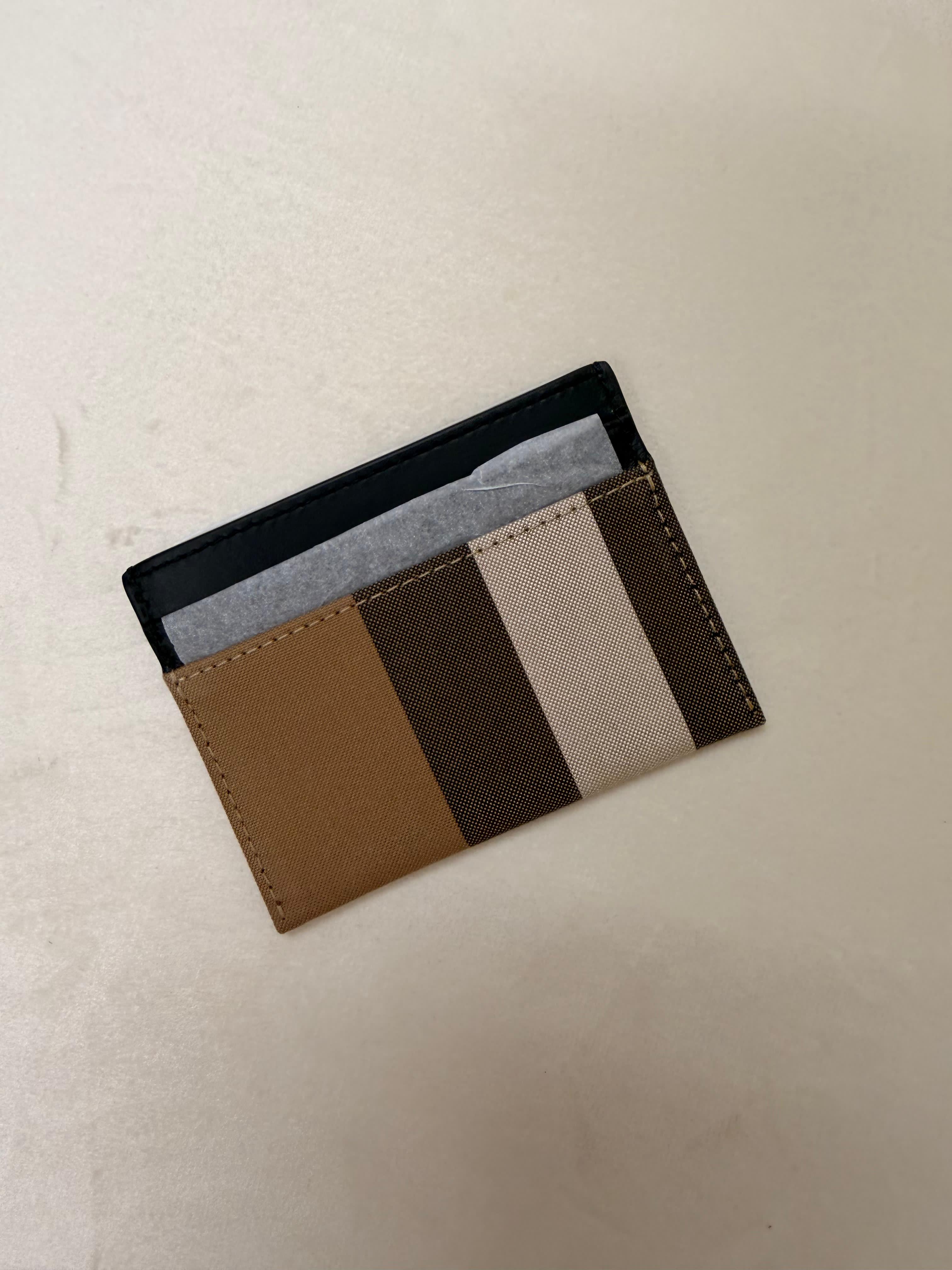 New Burberry Sandon Canvas Check Leather Card holder