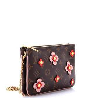 Louis Vuitton Double Zip Pochette Limited Edition Blooming Flowers Monogram Canvas
