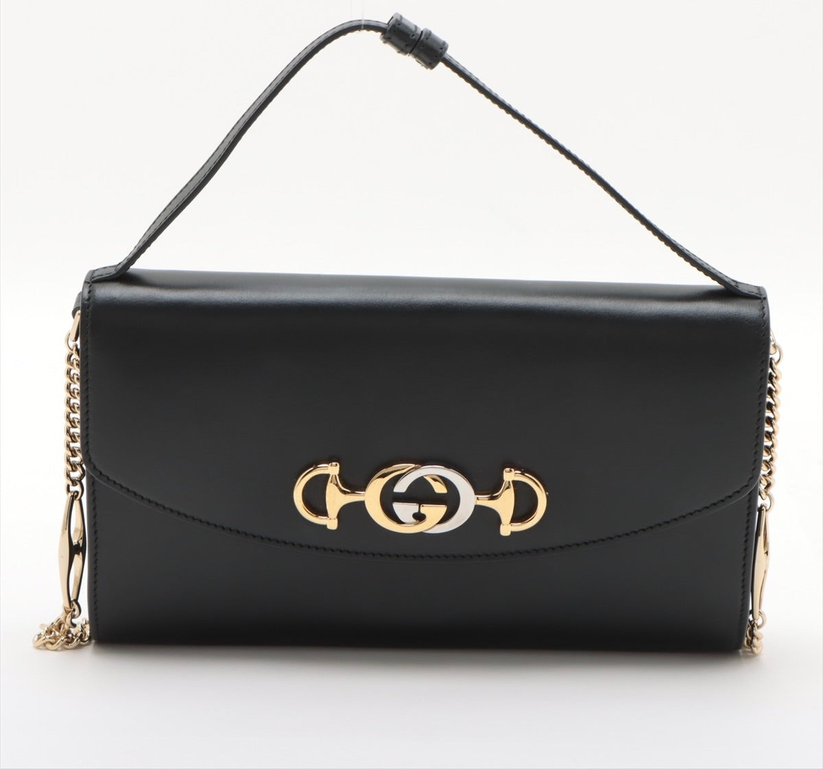 GUCCI Zumi Leather 2 Way Handbag Black