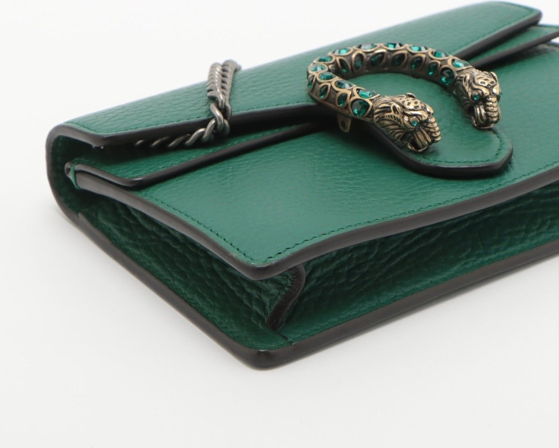 Gucci Dionysus Leather Chain Shoulder Bag Green