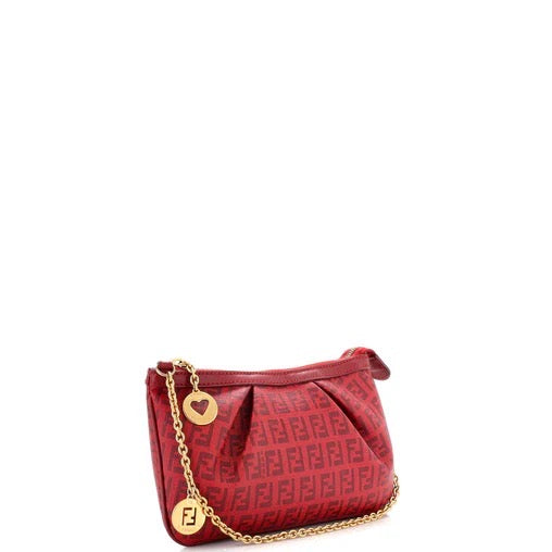 Fendi Chain Pochette Zucchino Coated Canvas