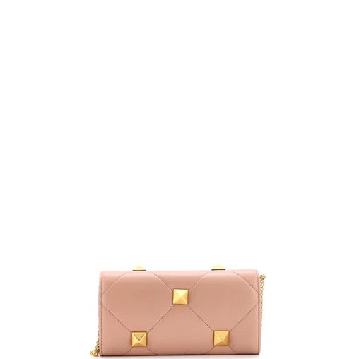 Valentino Garavani Roman Stud Wallet on Chain Quilted Leather