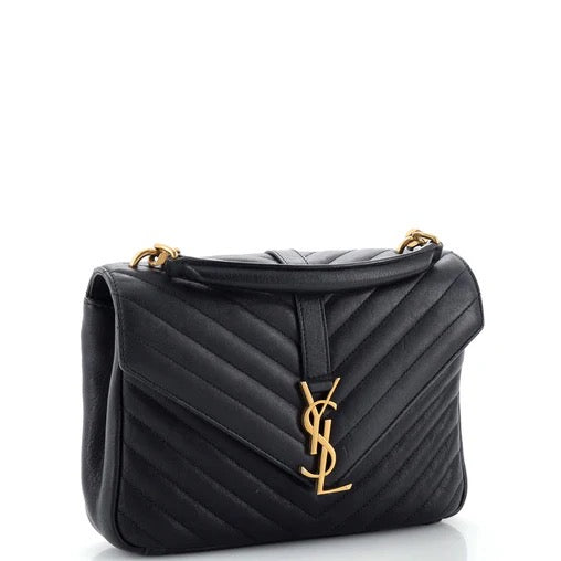 Saint Laurent Classic Monogram College Bag Matelasse Chevron Leather Medium