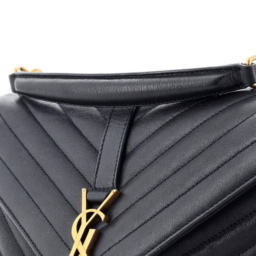 Saint Laurent Classic Monogram College Bag Matelasse Chevron Leather Medium