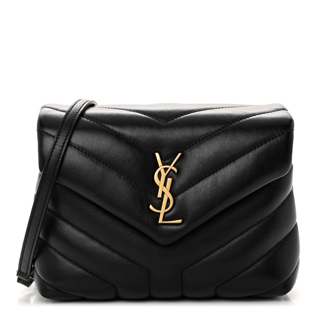 Saint Laurent Calfskin Y Quilted Monogram Toy Loulou Crossbody Bag Black