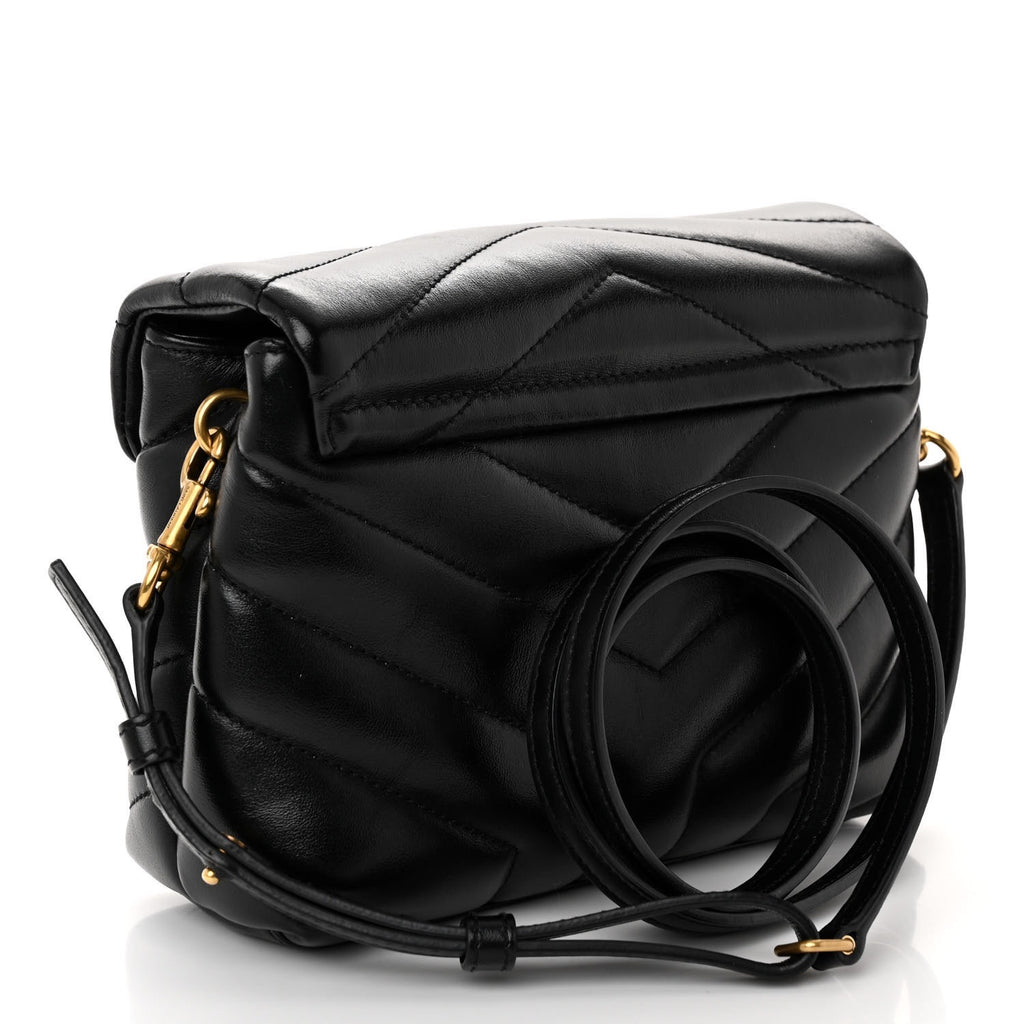 Saint Laurent Calfskin Y Quilted Monogram Toy Loulou Crossbody Bag Black