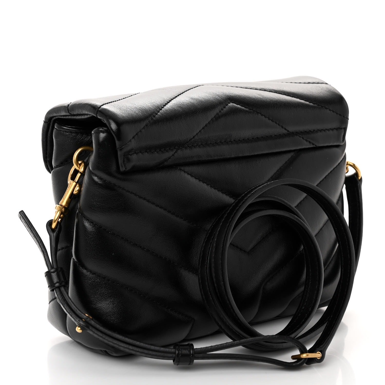 Saint Laurent Calfskin Y Quilted Monogram Toy Loulou Crossbody Bag Black