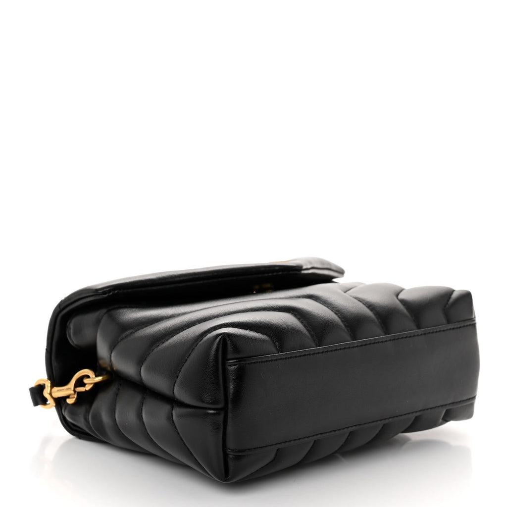 Saint Laurent Calfskin Y Quilted Monogram Toy Loulou Crossbody Bag Black