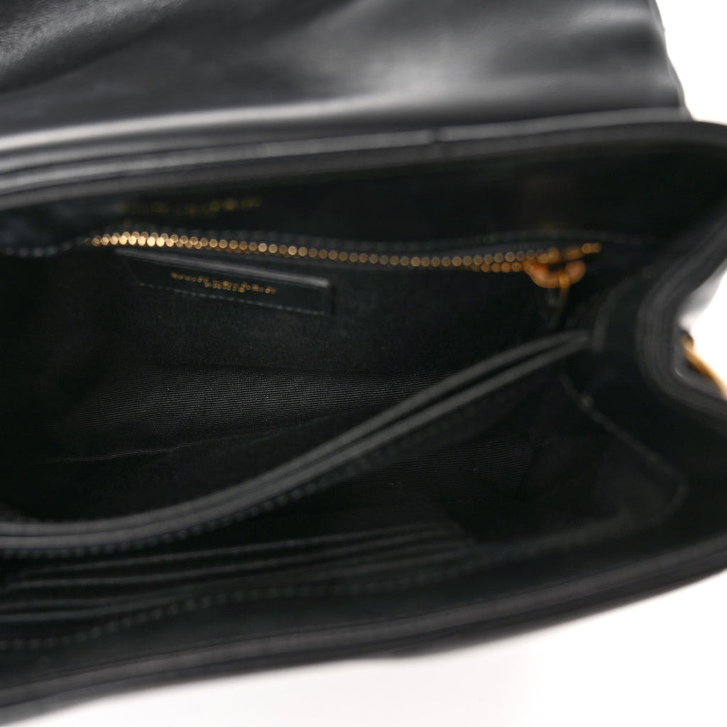 Saint Laurent Calfskin Y Quilted Monogram Toy Loulou Crossbody Bag Black