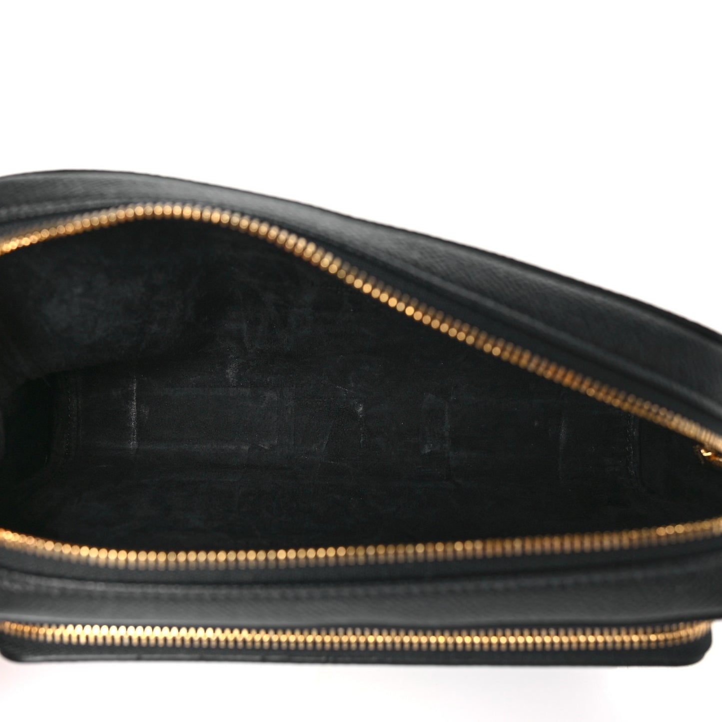 CHRISTIAN DIOR  Grained Calfskin Caro Double Pouch Black