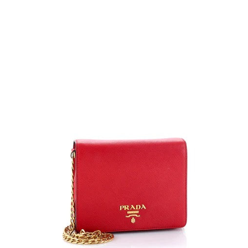 Prada Chain Wallet Crossbody Saffiano Leather