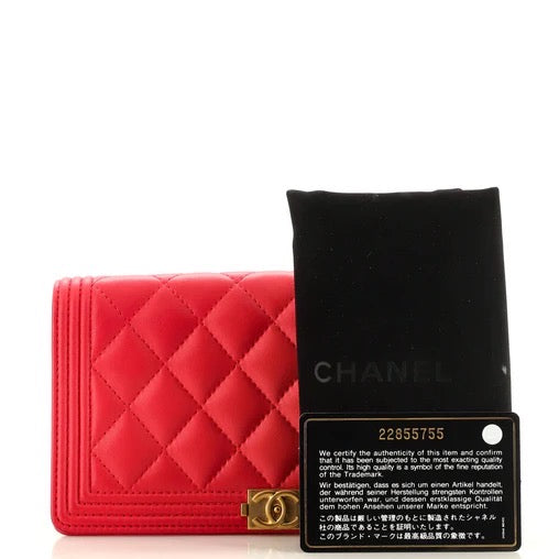 Chanel Boy Yen Wallet Quilted Lambskin