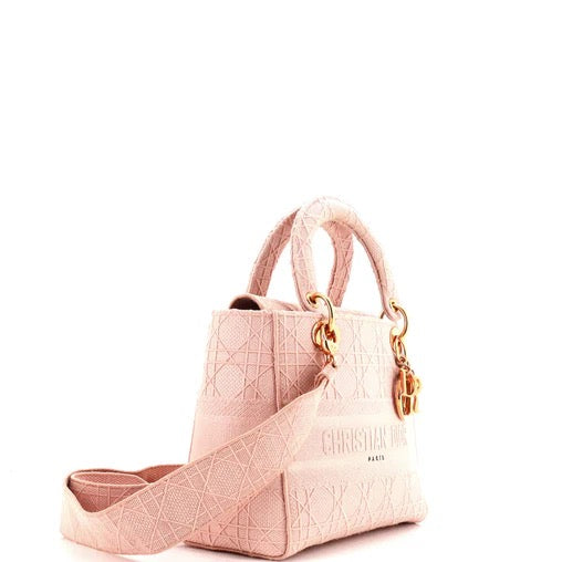 Christian Dior Lady D-Lite Bag Cannage Embroidered Canvas Medium