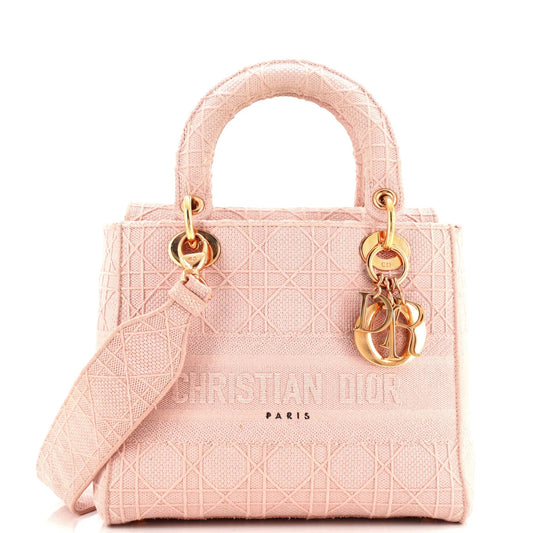 Christian Dior Lady D-Lite Bag Cannage Embroidered Canvas Medium